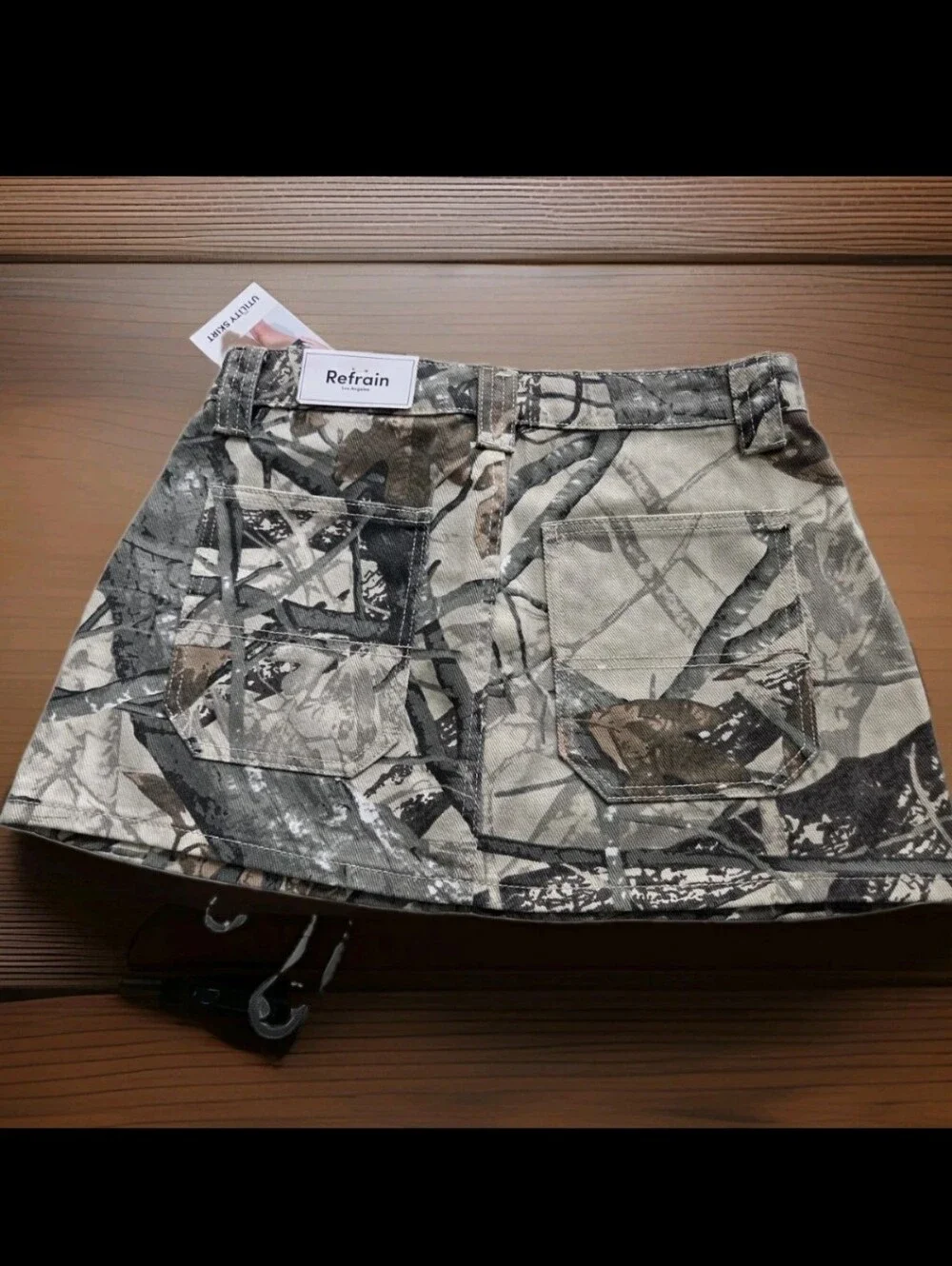 NWT Refrain Camo Print Mini Skirt in Olive & Tan - Back To School
